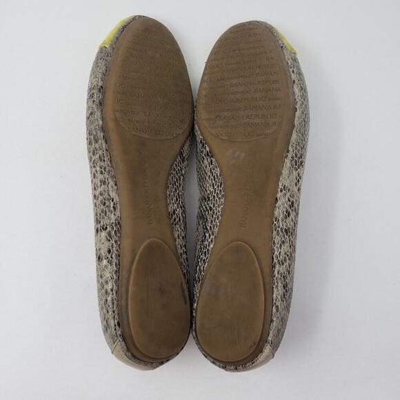 Banana Republic Leather Snake Skin Leather Cap Toe Ballet Flats Size 9.5 - Picture 7 of 7